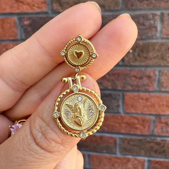 Angel Wing 18K Gold Plated Stainless Steel Waterproof Earrings - Picture 10 of 14